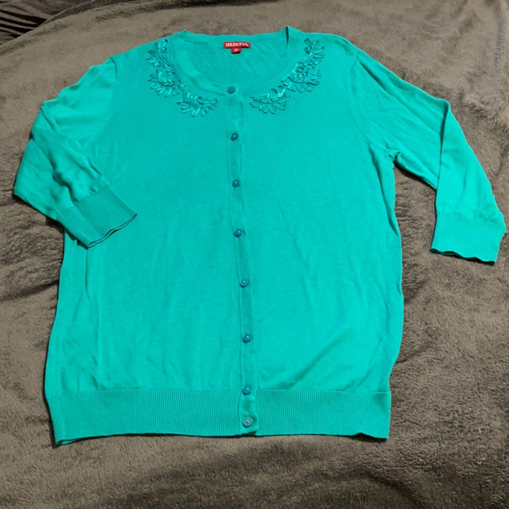 Merona Aqua quarter length thin sweater.